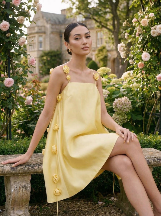 ROSETTE HIGH-LOW MINI DRESS