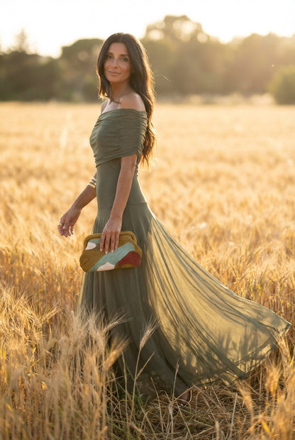 SELENE ONE-SHOULDER MESH MAXI DRESS