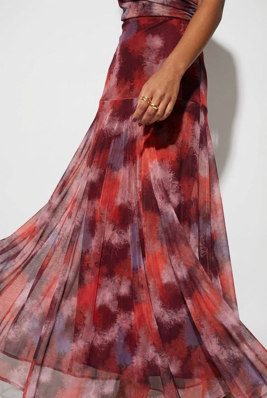 SELENE ONE-SHOULDER MESH MAXI DRESS