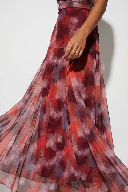 SELENE ONE-SHOULDER MESH MAXI DRESS